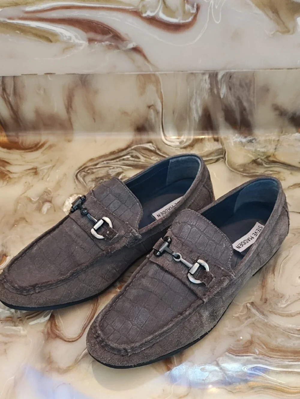 Steve Madden Men's Suede Bit Loafers - Gray